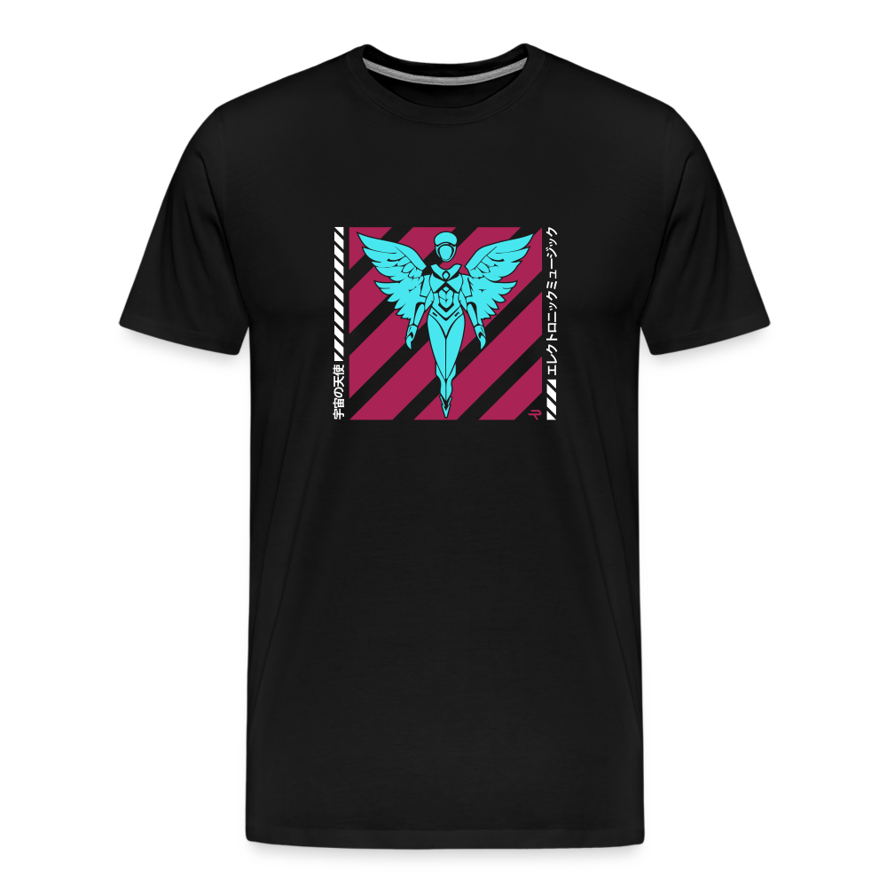 Limited Edition Men’s Premium Black T-Shirt with Cosmic Angel design - black