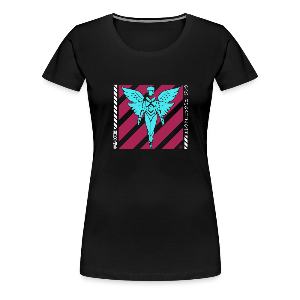 Limited Edition Women’s Premium Black T-Shirt with Cosmic Angel design - black