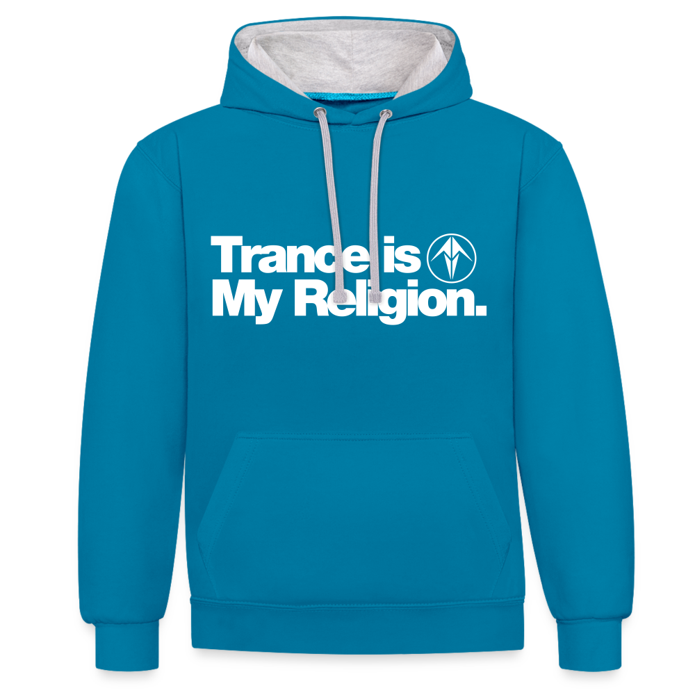 Trance is My Religion Unisex Hoodie - peacock blue/heather grey