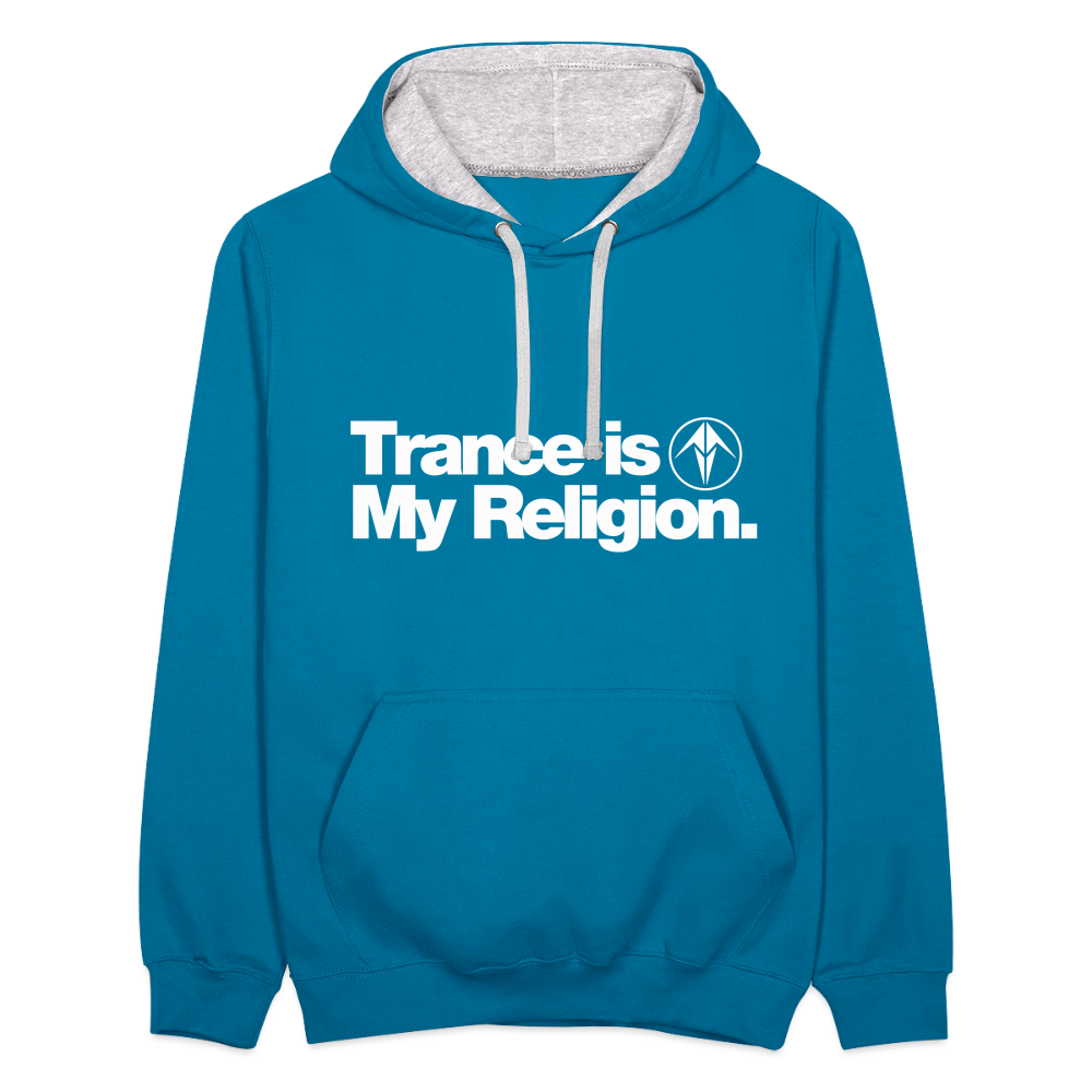 Trance is My Religion Unisex Hoodie - peacock blue/heather grey